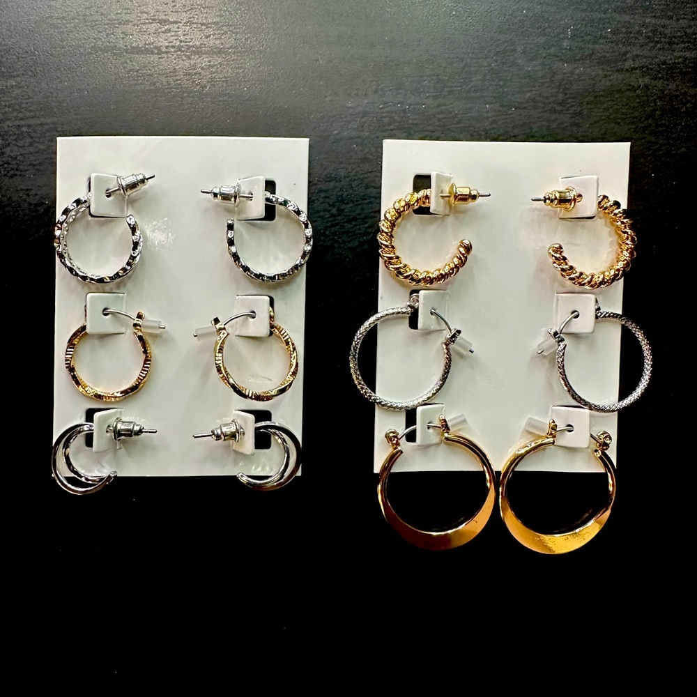 Lot of hoop earrings NWT gold & silver colored